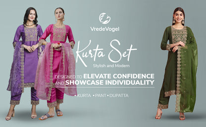 Premium Jacquard Chiffon Kurti Pant Sets